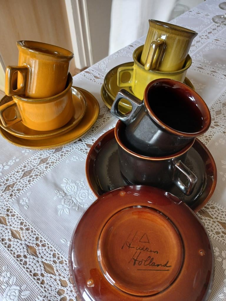 6 kop en schotels Huizen Holland, Antiek en Kunst, Ophalen