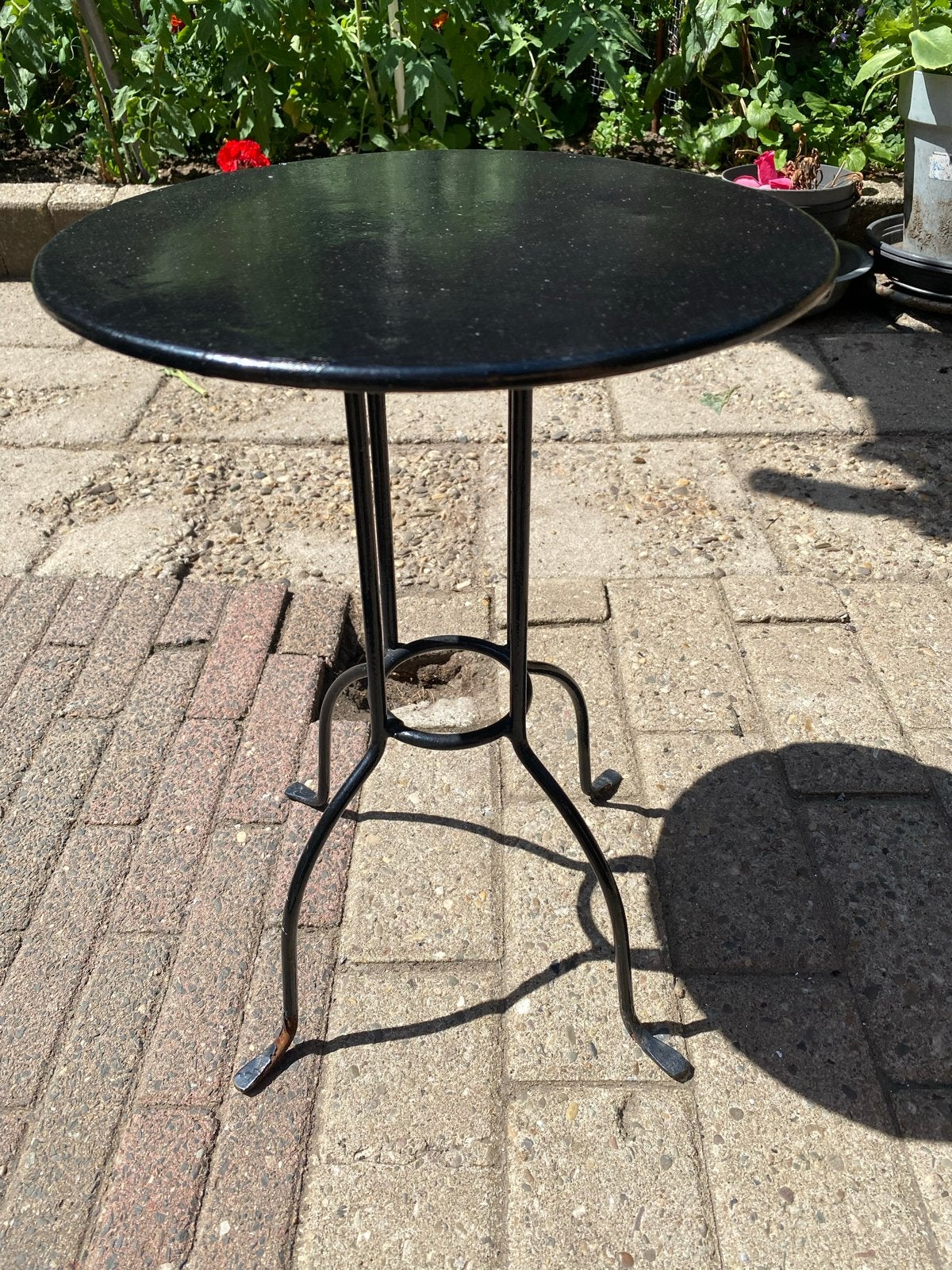 Zwart metalen bijzettafel/plantentafel, Ophalen, Minder dan 45 cm, Minder dan 55 cm, Gebruikt