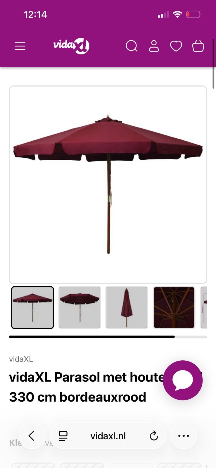 Parasol 330 cm nieuw in doos, Ophalen of Verzenden, Nieuw