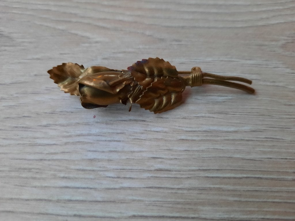 Oude vintage broche roos metaal, Overige materialen, 4 tot 7 cm, Gebruikt, Ophalen of Verzenden