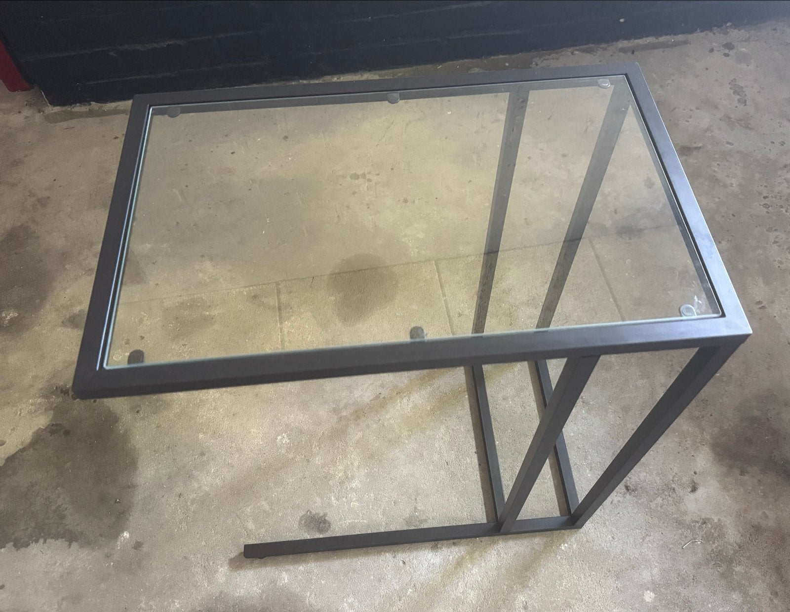 Bijzettafel, Huis en Inrichting, Tafels | Bijzettafels, Minder dan 55 cm, Gebruikt, Glas, Rechthoekig