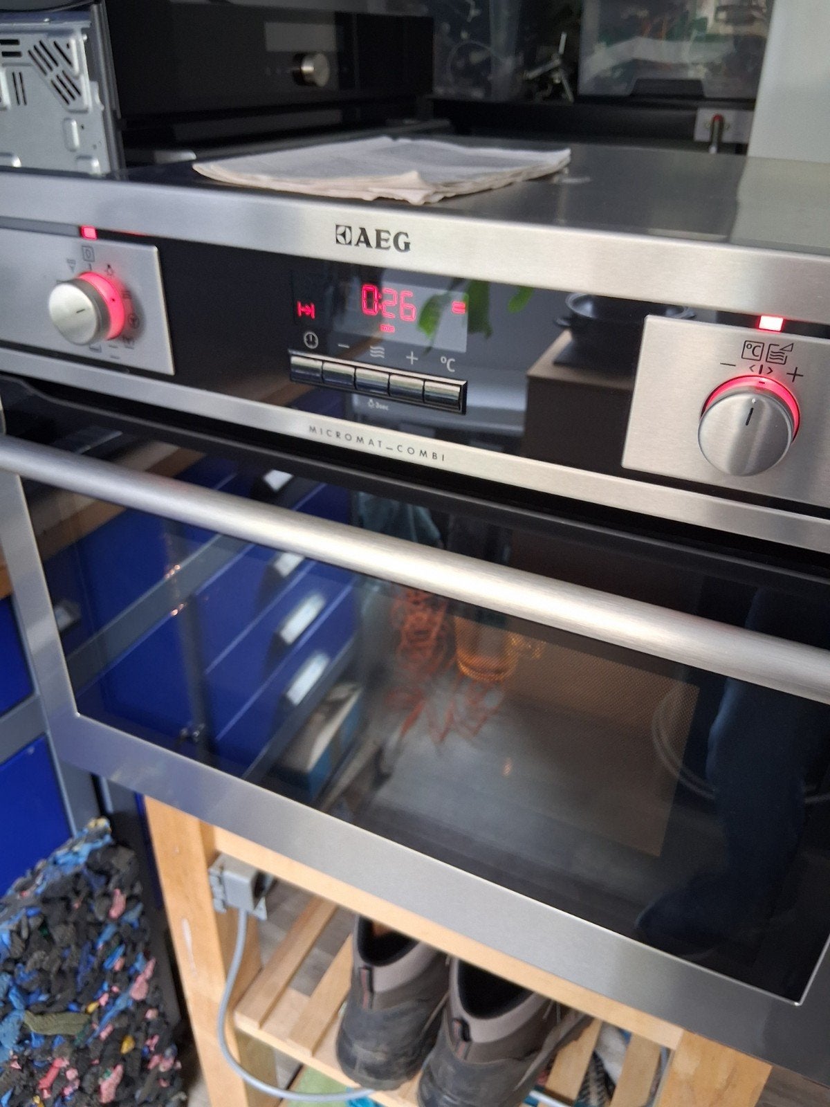 AEG inbouw combimagnetron KM00001M nis 45cm, Witgoed en Apparatuur, Ophalen, Combimagnetron, Zo goed als nieuw, Inbouw