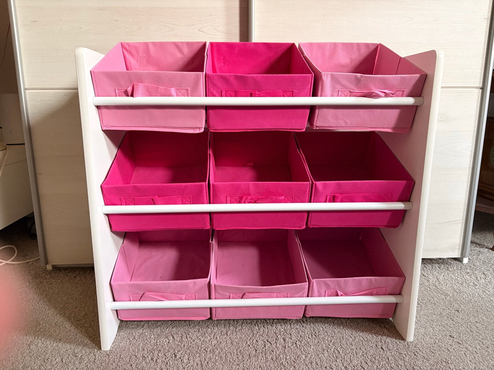 Opbergkast voor meisjes met 9 roze manden, Ophalen, Gebruikt, Kast