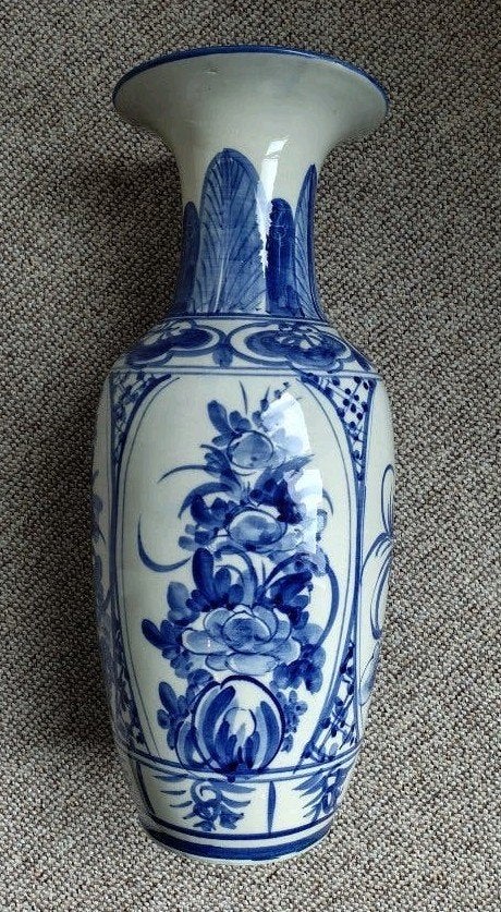 handbeschilderde vloervaas in Delfts Blauwe stijl (45cm), Huis en Inrichting, Ophalen, Meerkleurig, 45 cm, Zo goed als nieuw