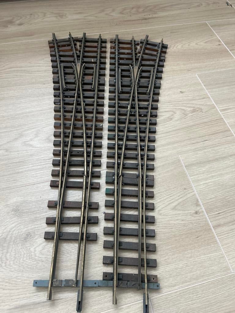 G spoor wissels R5 met houten bielsen - Opknapper, Overige merken, Gebruikt, Gelijkstroom of Wisselstroom, Rails