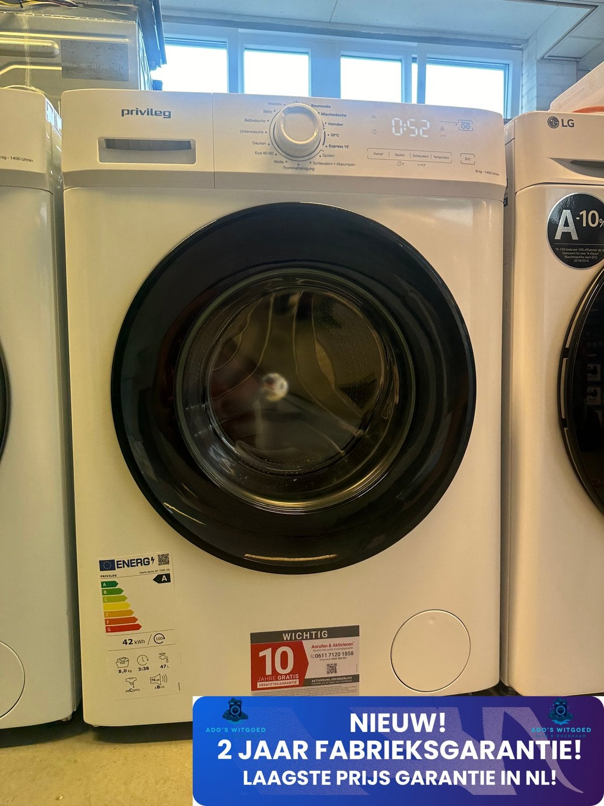 PRIVILEG 8KG WASMACHINE Steam Push&Go Inverter, 1200 tot 1600 toeren, PRIVILEG, Info@adoswitgoed.nl, Nieuw