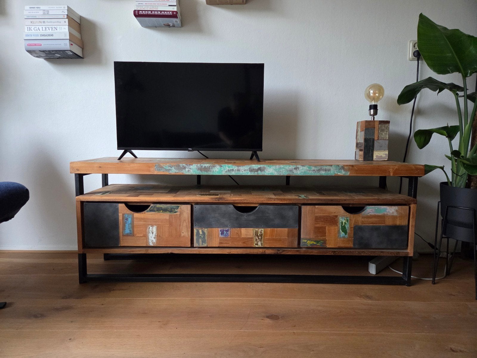 industrieel dressoir, tv meubel hout-staal, Huis en Inrichting, Kasten | Televisiemeubels, Ophalen, Overige materialen, 150 tot 200 cm