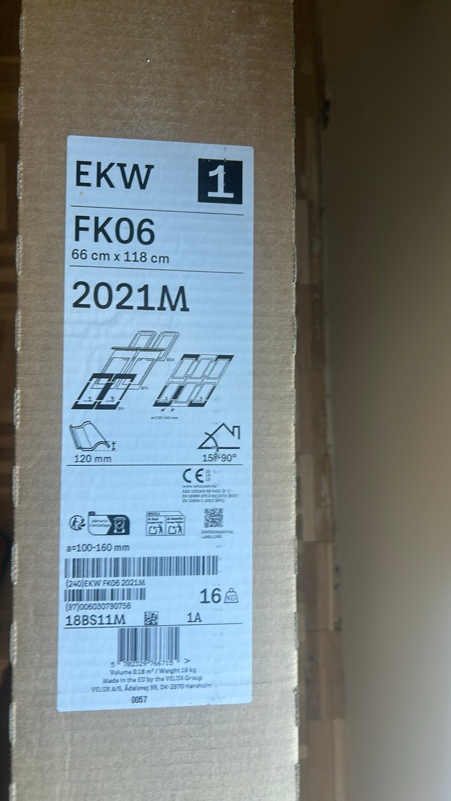Nieuw Velux Koppelgoot EKW FK06 voor 2 dakramen 66x118 cm, Doe-het-zelf en Verbouw, Glas en Ramen, Ophalen, Minder dan 80 cm, 80 tot 120 cm