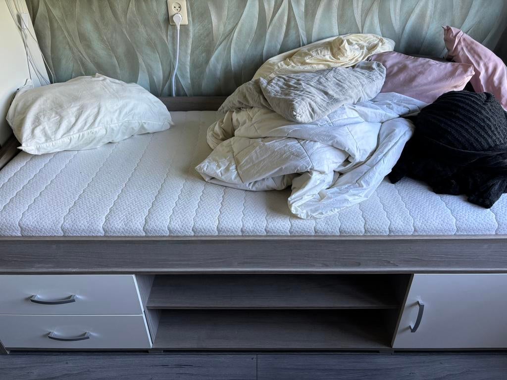 1 persoonsbed met opslag kastjes., Ophalen, Gebruikt, 90 cm, Eenpersoons