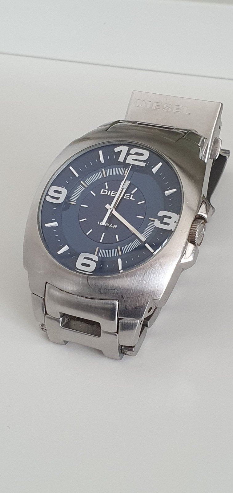 Diesel Vintage Heren horloge H schakels armband, Ophalen of Verzenden, Zo goed als nieuw, Blauw, Jongen of Meisje
