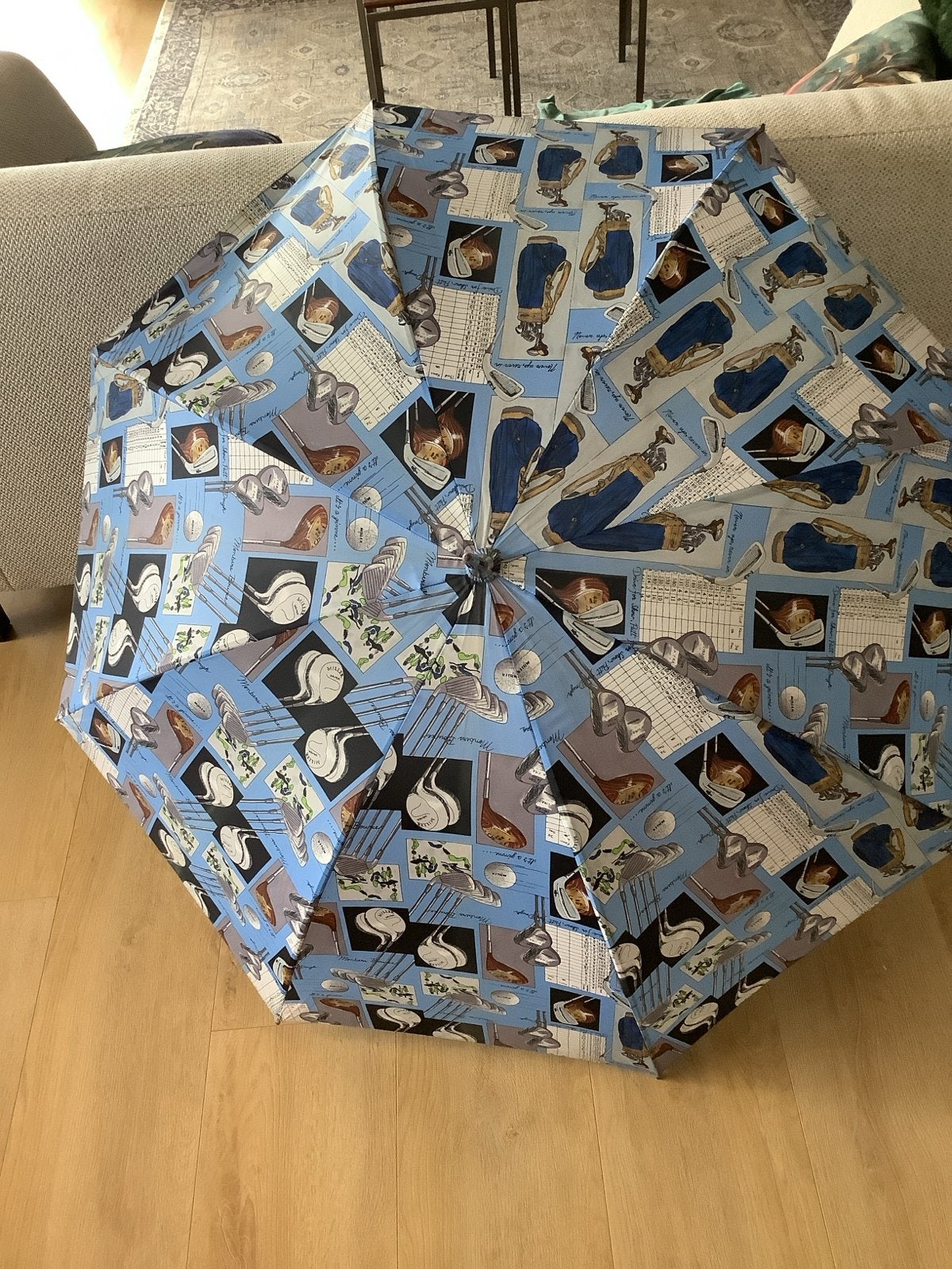 Paraplu met golfprint - Zo goed als nieuw collectors item, Ophalen, Zo goed als nieuw, Blauw