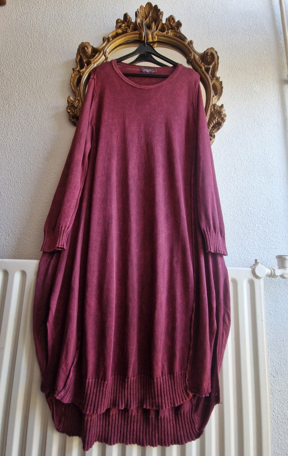 Als nieuw! kekoo bordeaux gebreid katoen ballon jurk splitte, Kleding | Dames, Jurk, Ophalen of Verzenden, Zo goed als nieuw, Kekoo