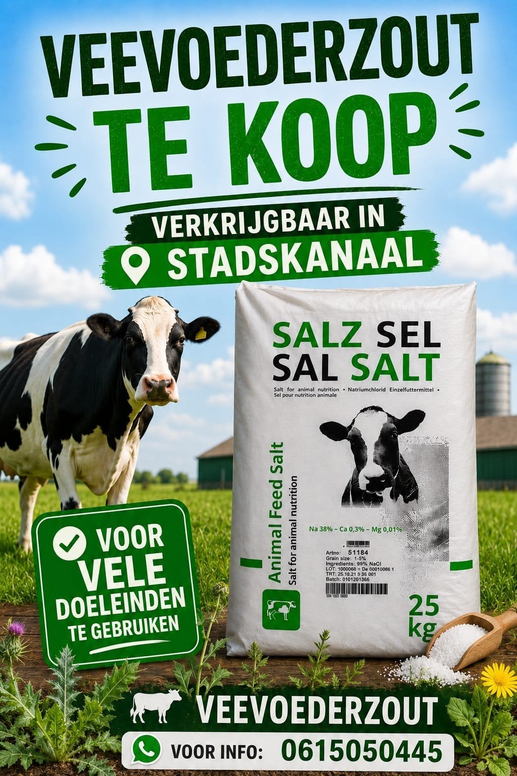Te koop Veevoederzout!

Voor vele doeleinden te gebruiken!, Ophalen