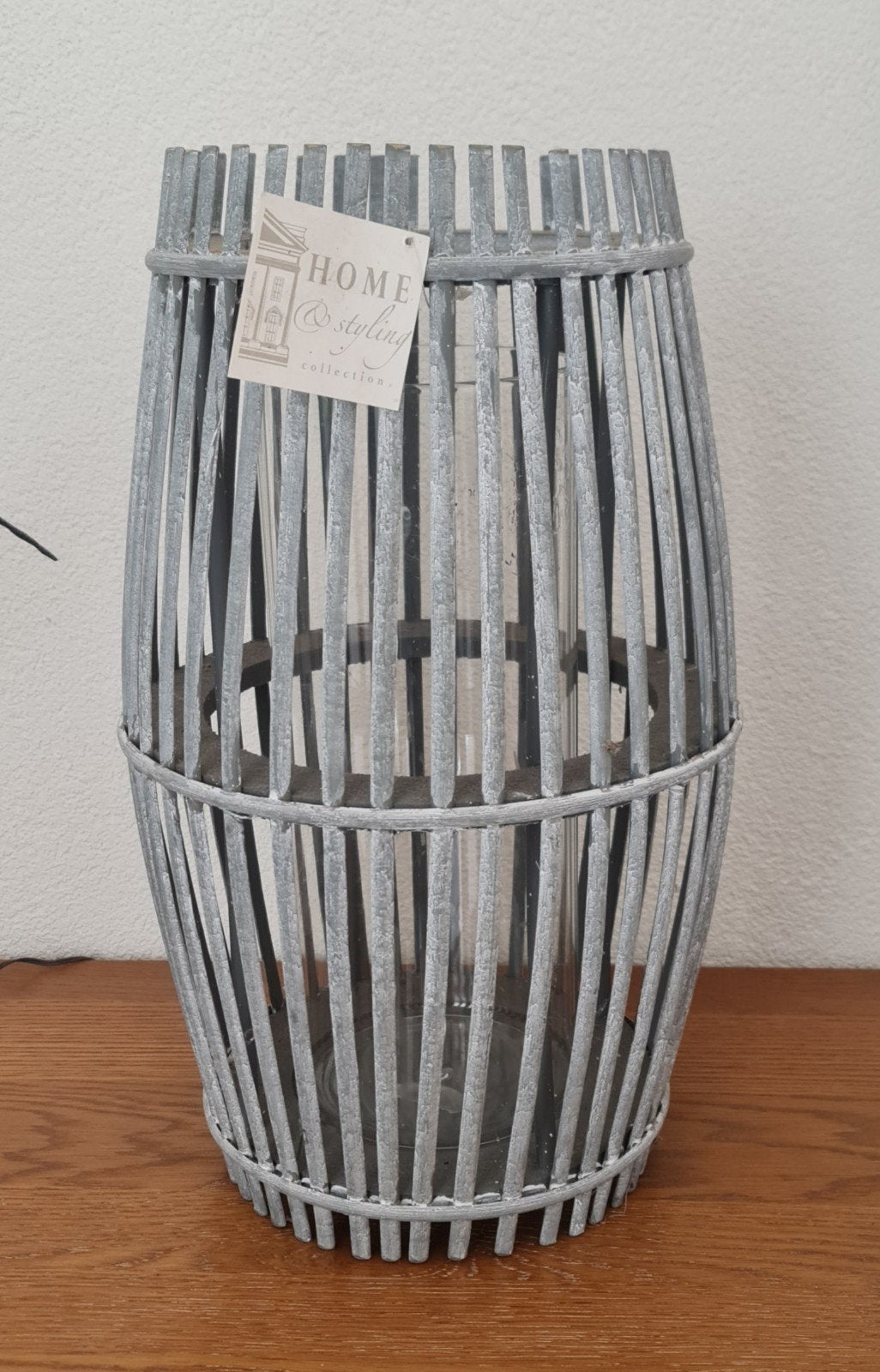 Home & Styling bamboe lantaarn, Huis en Inrichting, Woonaccessoires | Kandelaars en Kaarsen, Ophalen, Gebruikt, Lantaarn, Overige merken