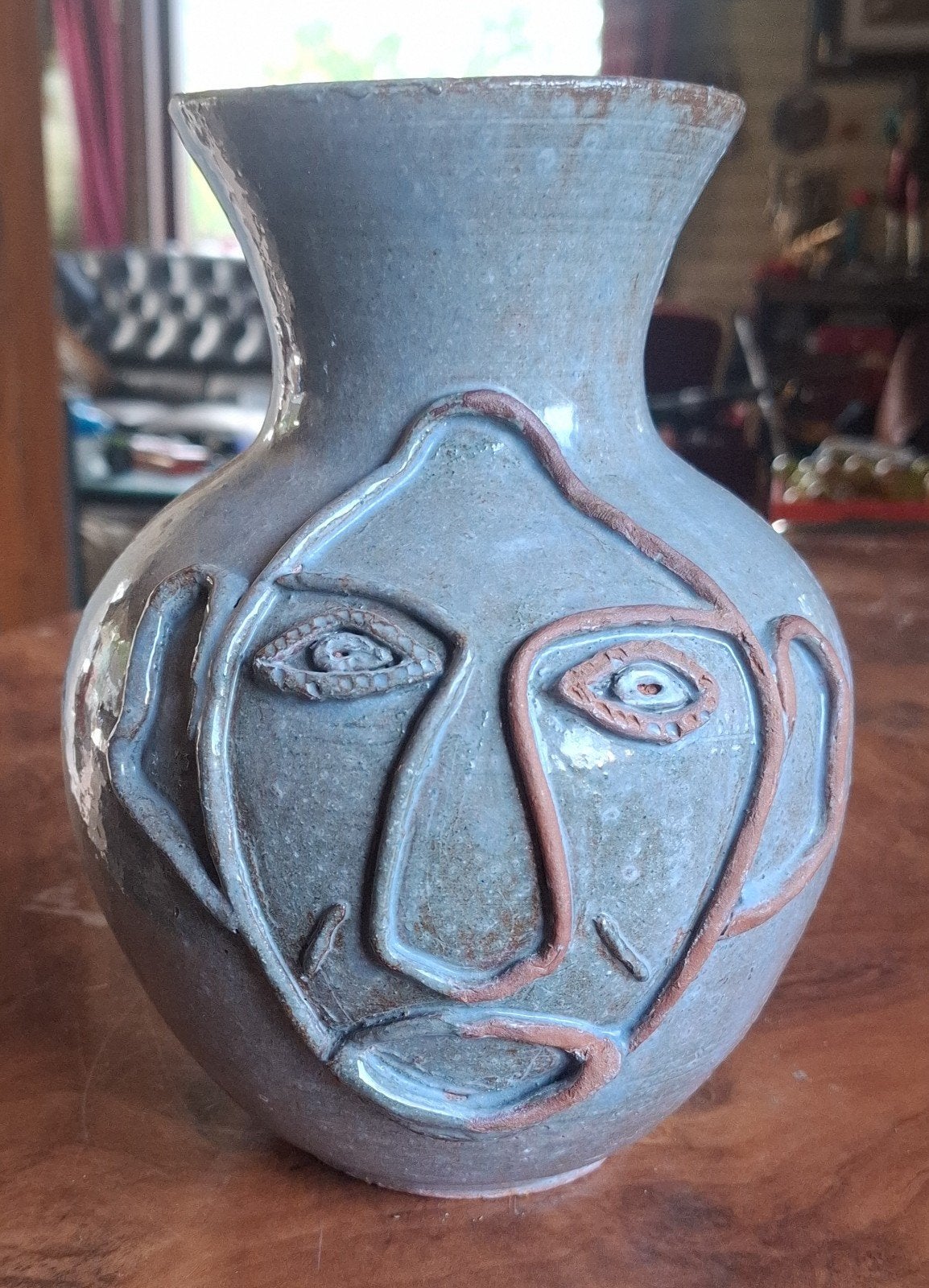 Zeldzame handgemaakte gezichtsvaas – Ceram Kloto Togo (24 cm, Ophalen of Verzenden