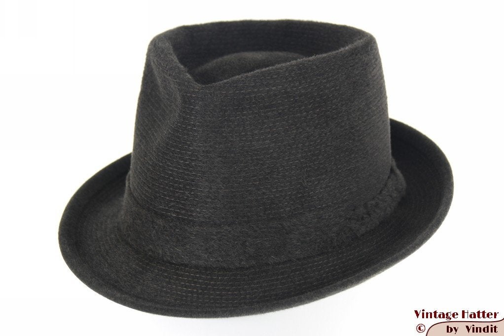 Vintage Gleufhoed Panizza donker grijs zacht haarvilt 57, Hoed, Ophalen of Verzenden, Panizza, 57 cm (M, 7⅛ inch) of minder