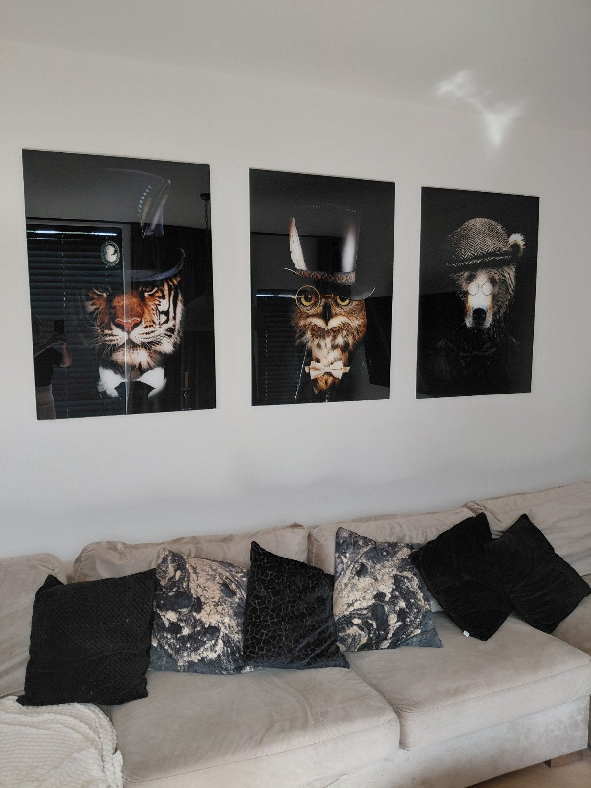 Plexiglas drieluik 3x dieren, Ophalen of Verzenden, Minder dan 50 cm, Schilderij
