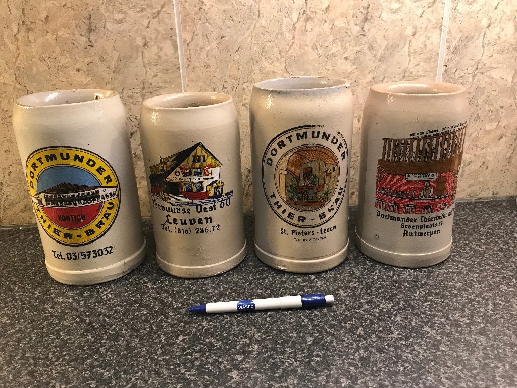 4 bierpullen Dortmunder Thier Brau Leuven Antwerpen Kontich, Verzamelen, Ophalen of Verzenden, Gebruikt, Pul(len), Overige merken