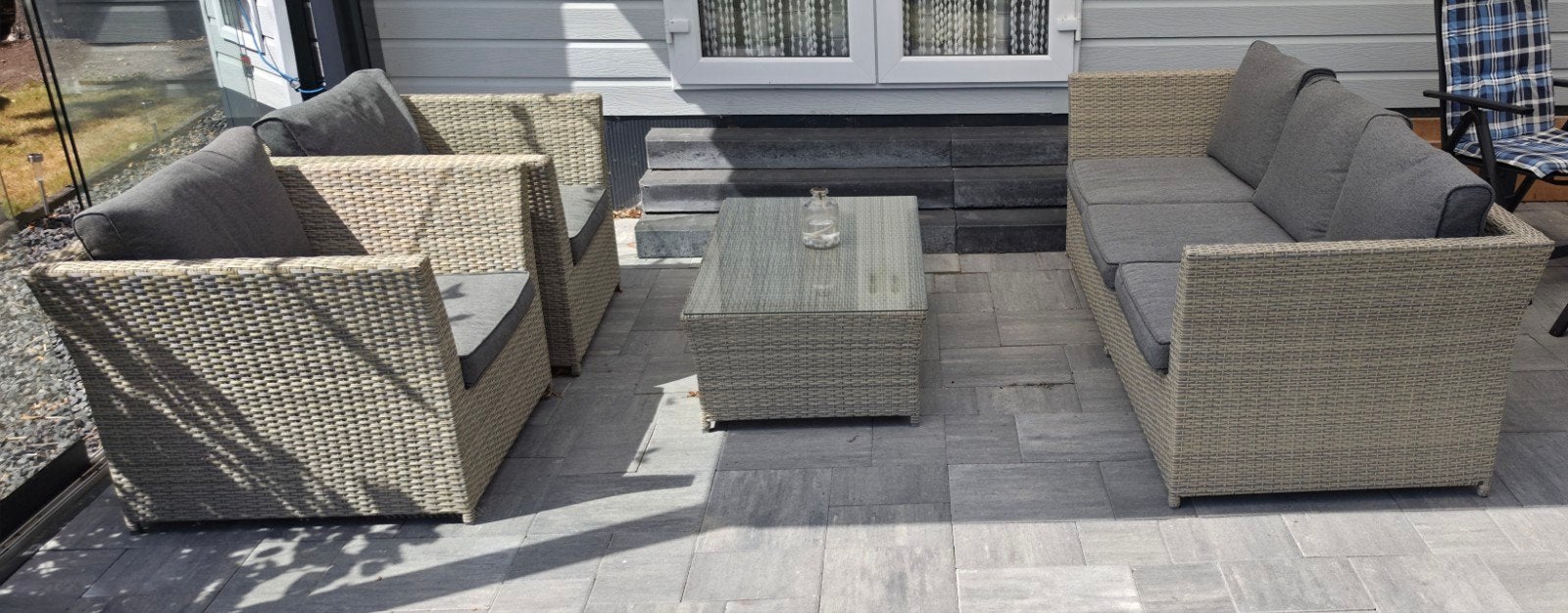 Lounge Set 5 pers. compleet met kussens, Ophalen, 5 zitplaatsen, Zo goed als nieuw, Wicker