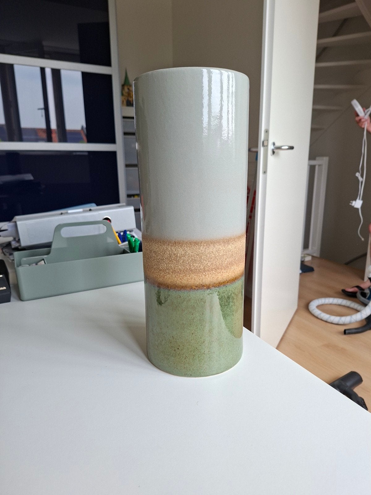 Pols Potten Vaas - Groen/Beige - H40cm D15cm, Ophalen, Zo goed als nieuw, Groen