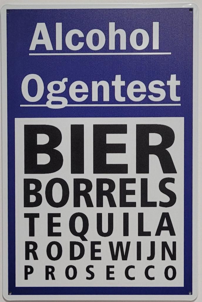 Alcohol ogen test bier borrels wijn reclamebord van metaal, Huis en Inrichting, Woonaccessoires | Tekstborden en Spreuken, Info@deconoord.nl