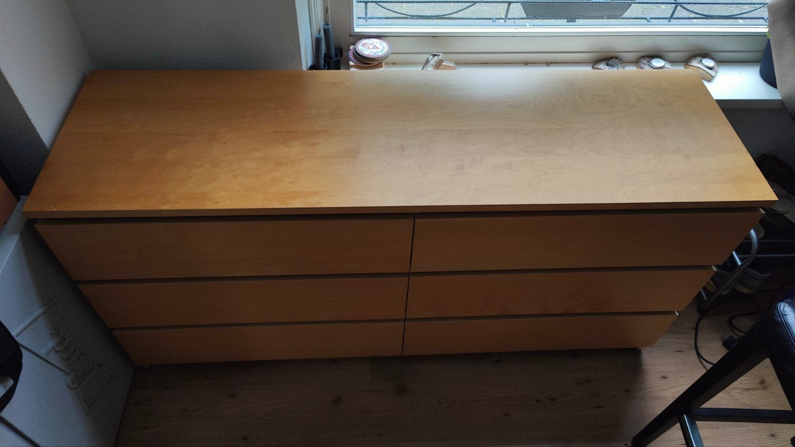 IKEA Malm ladekast met 6 lades, lichtbruin, Ophalen, Gebruikt, 5 laden of meer, 150 tot 200 cm