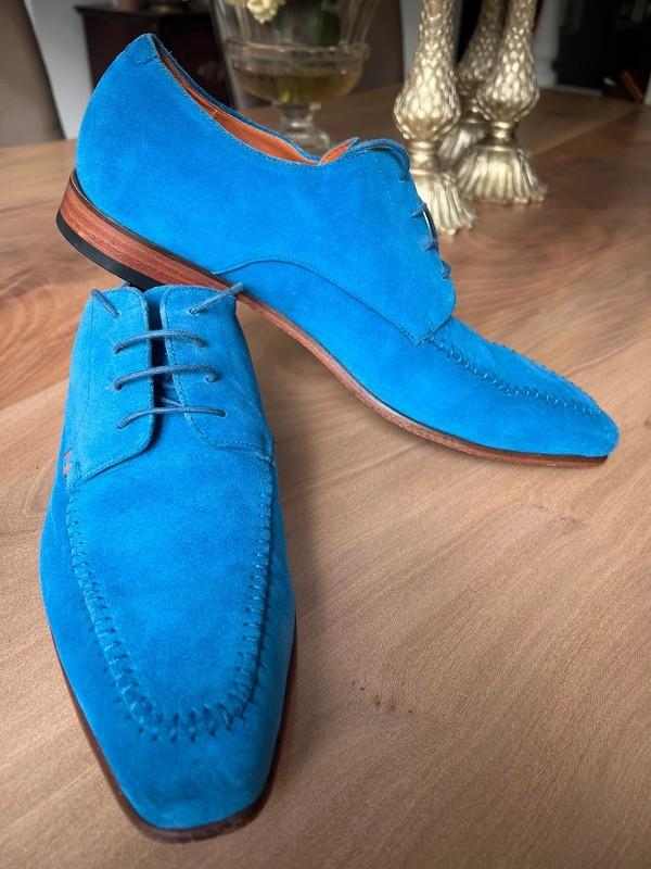 Mooie Van Lier suede schoenen met blauwe kleur maat 44