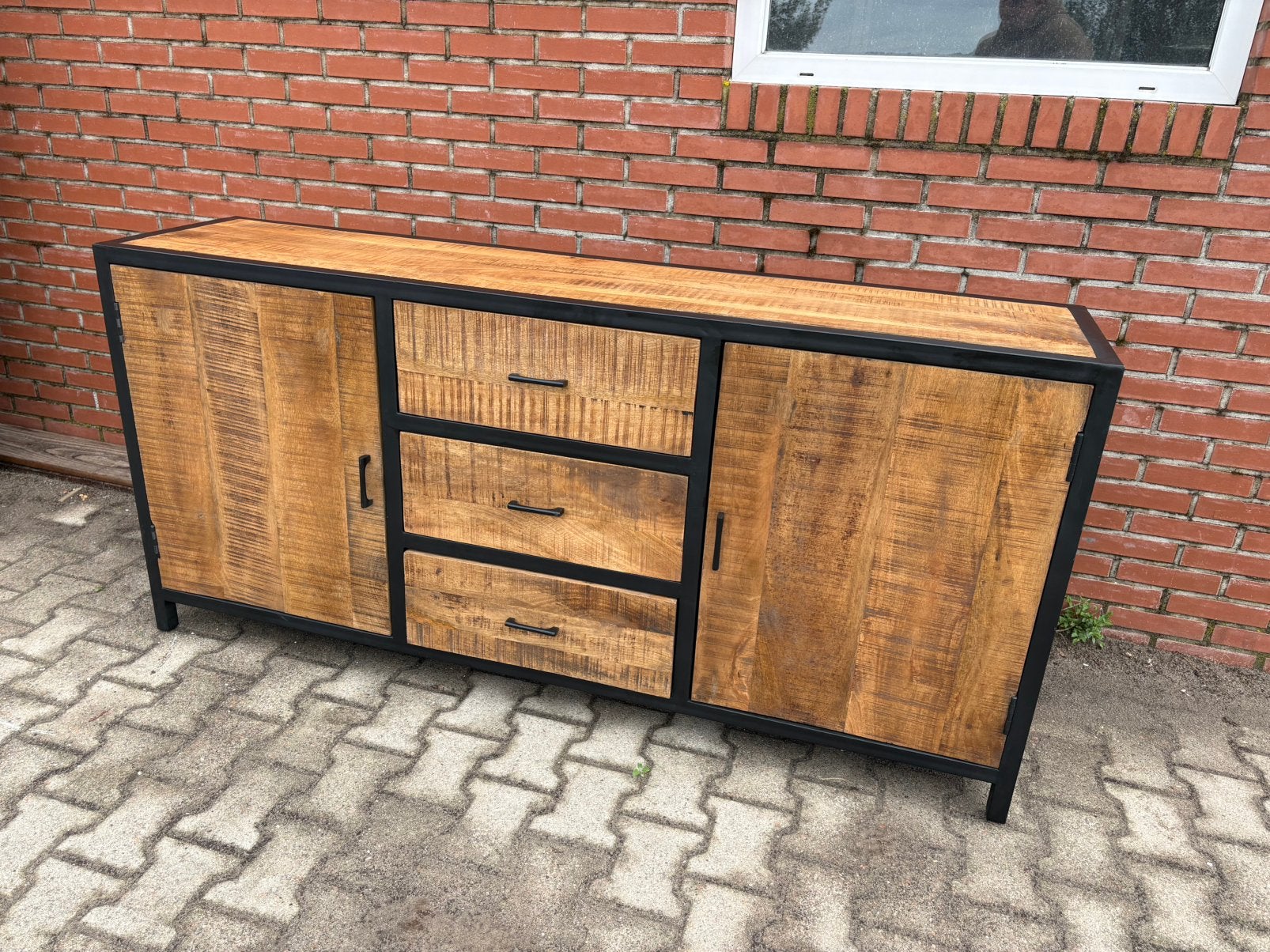 Industrieel Dressoir Mangohout | 2 Deuren 3 Lades | Nieuw, Huis en Inrichting, Kasten | Dressoirs, Ophalen, Nieuw, 25 tot 50 cm