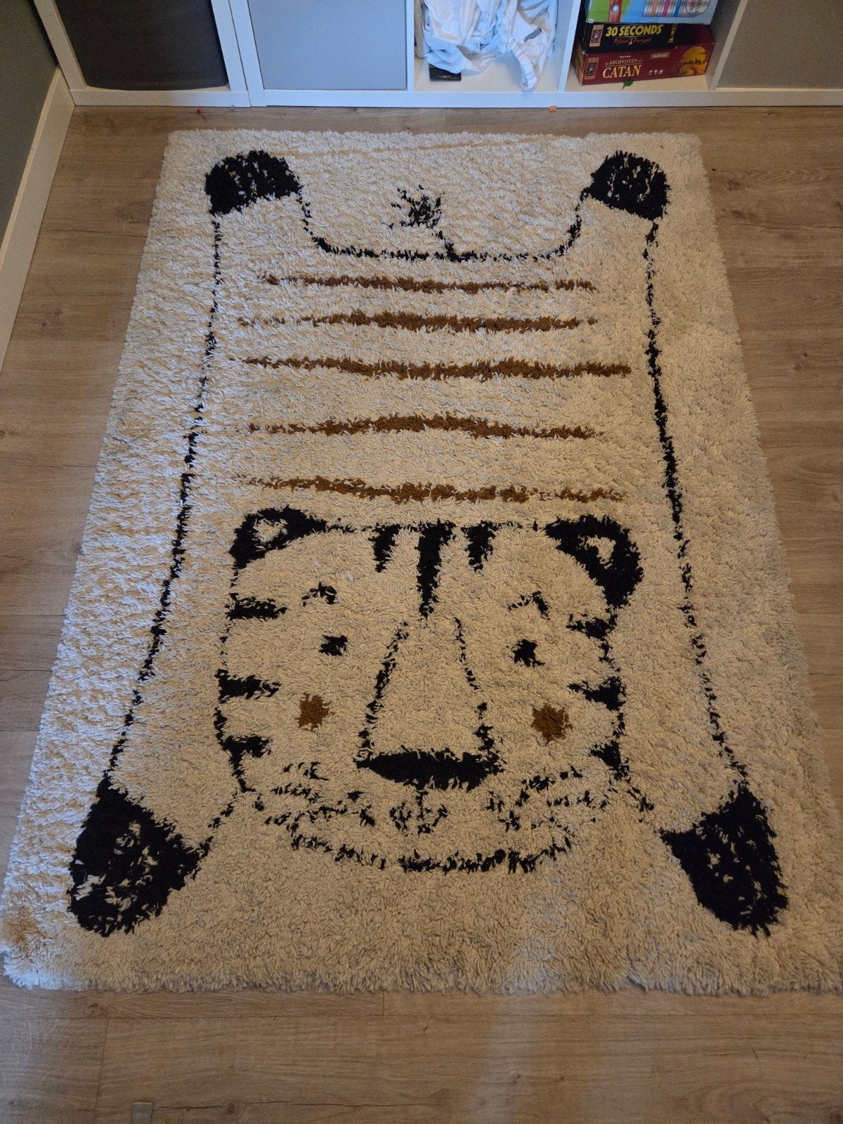 Vloerkleed tijgerprint 100x130 cm, Ophalen, Gebruikt, Bruin, Tijgerprint, speels, kinderkamer