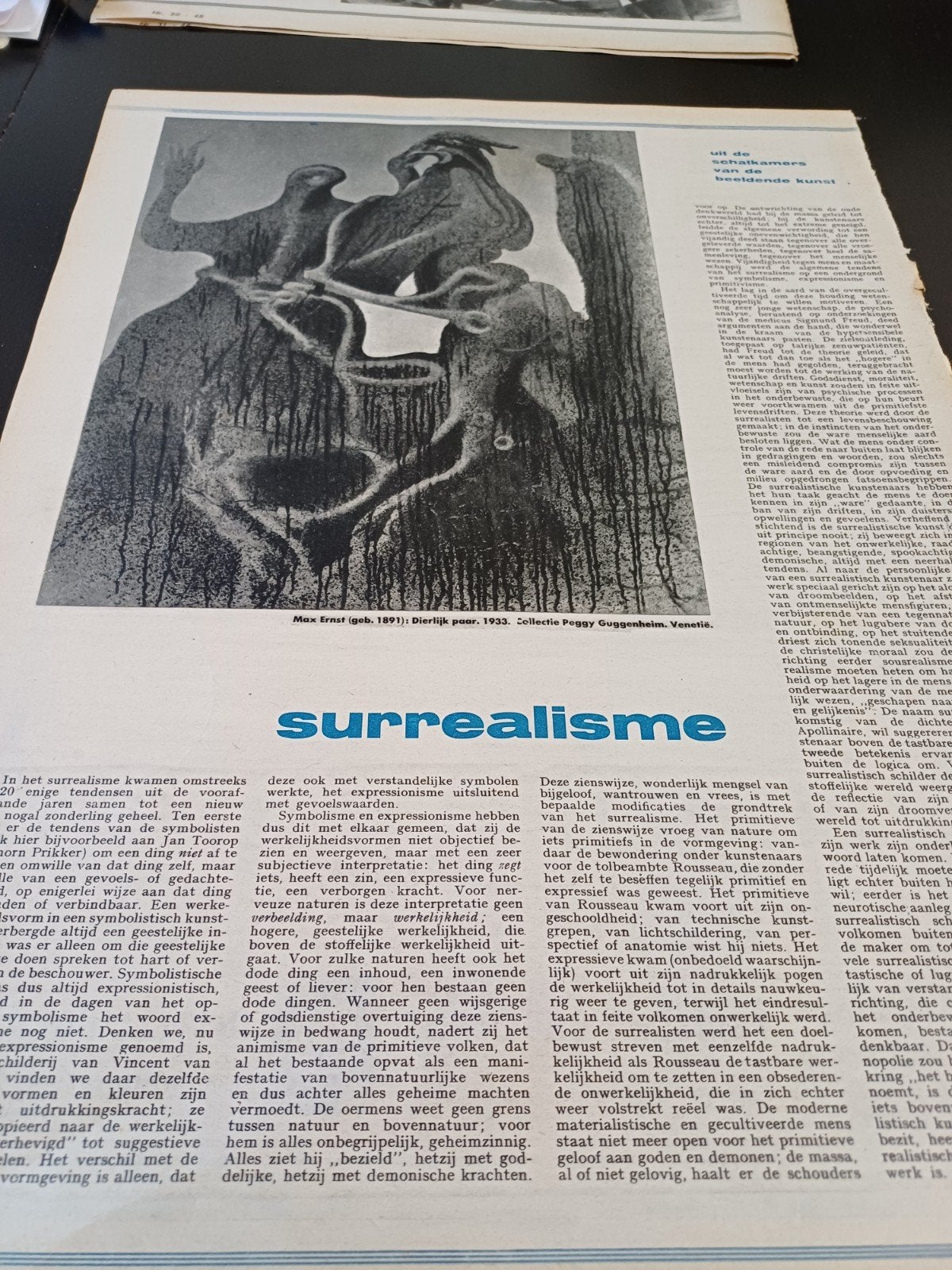 artikel Max Ernst 1958 Surrealisme, Ophalen of Verzenden, 1940 tot 1960, Knipsel(s)