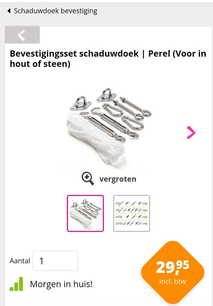 Bevestiging Schaduwdoek, Ophalen, Nieuw