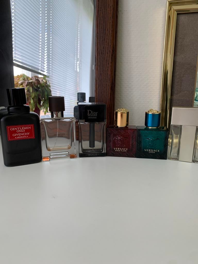 Verzameling lege herengeur flesjes (Dior, Versace, Givenchy), Ophalen of Verzenden, Gebruikt