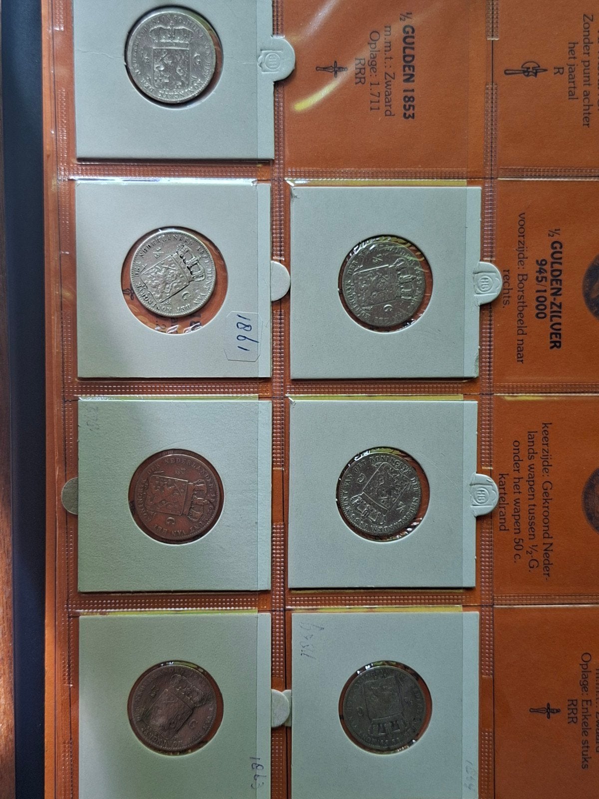 complete serie 1/2 gulden willem 3 1857 - 1868, Postzegels en Munten, Munten | Nederland, ½ gulden, Koning Willem III, Setje, Zilver