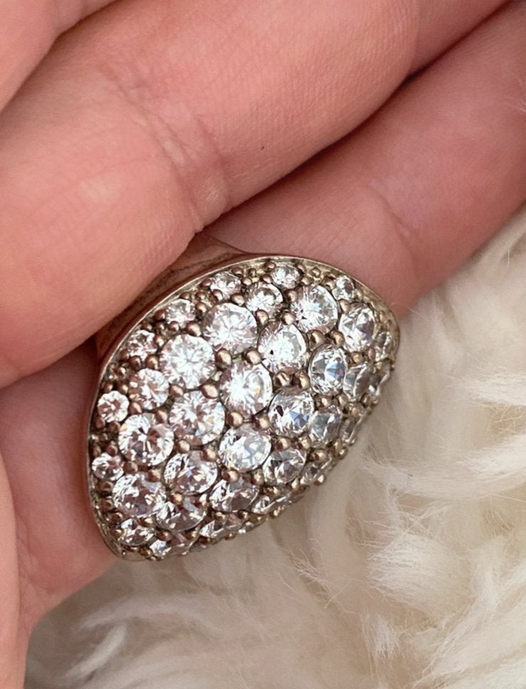 Zilveren ring 925 met zirconia 18, Ophalen of Verzenden, Zo goed als nieuw, Zilver, Dame