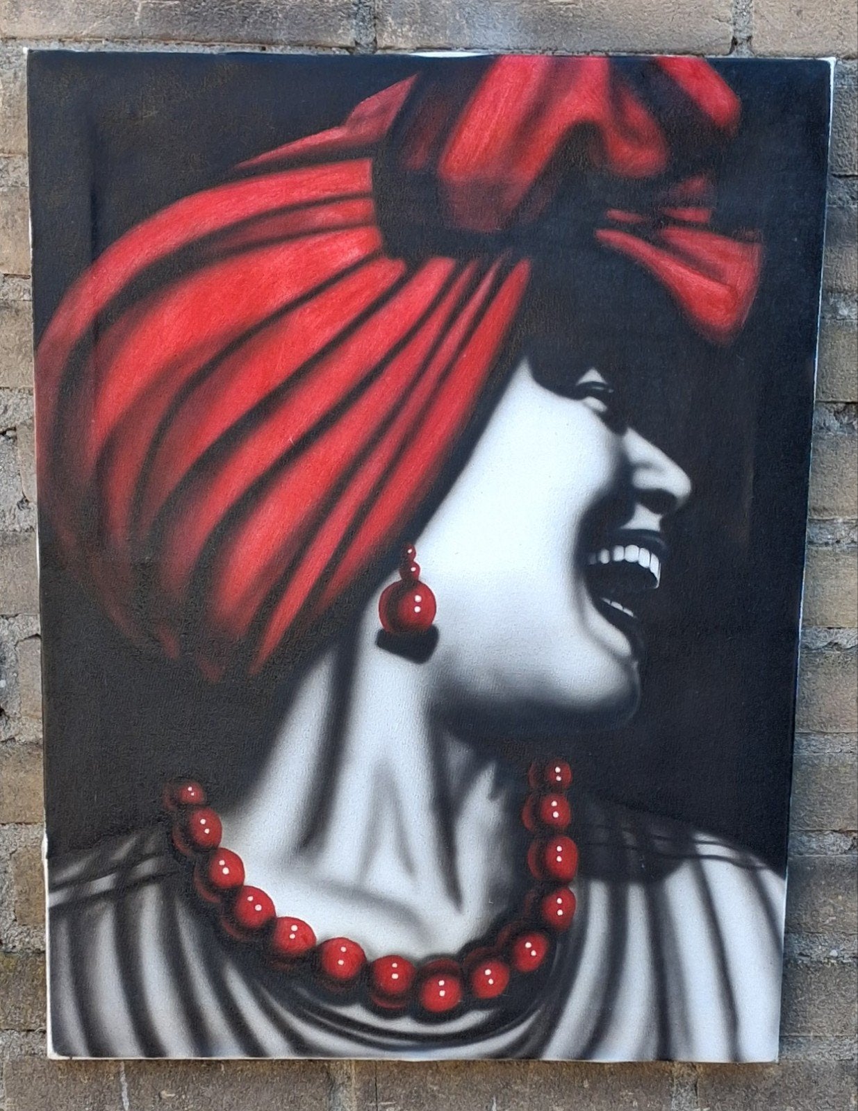 ÉCLAT ROUGE - FEMME LIBRE. Airbrush/doek. 45/60. *Zie tekst, Overige technieken, Portret, Textiel, Ophalen