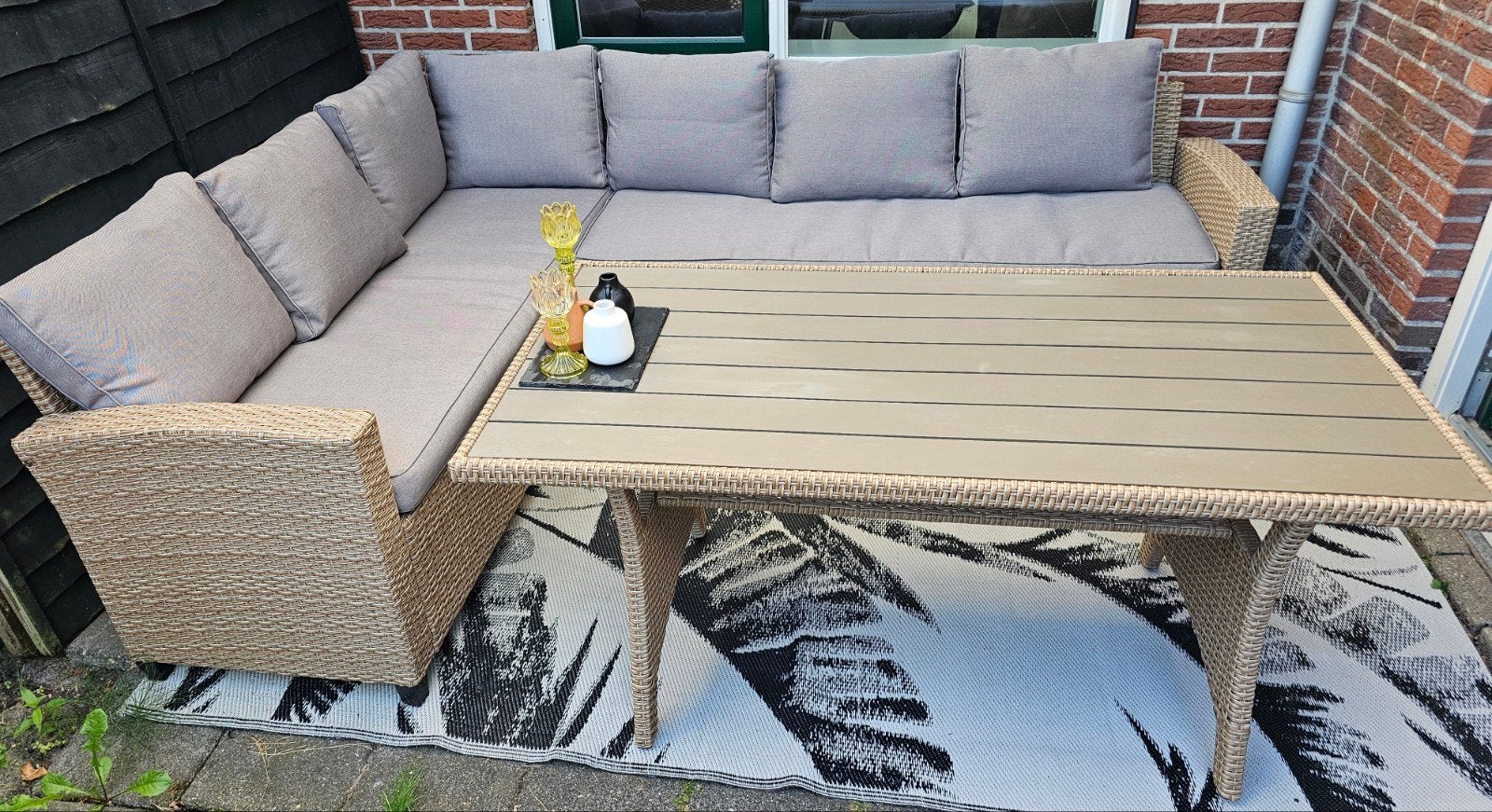 6-persoons loungeset met loungetafel - zo goed als nieuw, Ophalen, 6 zitplaatsen, Bank, Zo goed als nieuw