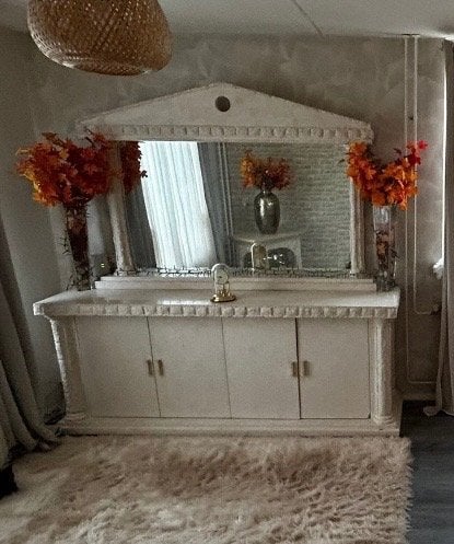 Grote fossiele Griekse spiegel, Ophalen, 125 cm of meer, Zo goed als nieuw, Minder dan 100 cm
