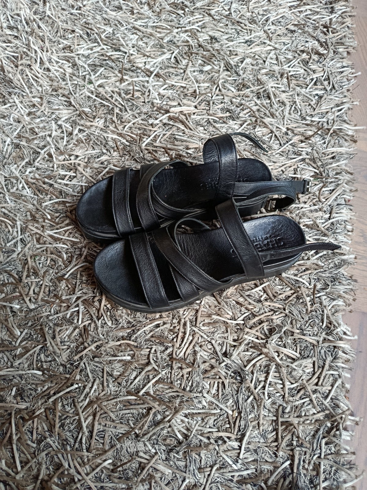 Shabbies Amsterdam Zwarte Leren Sandalen Maat 39, Zwart, Schabbies, Sandalen of Muiltjes, Ophalen of Verzenden
