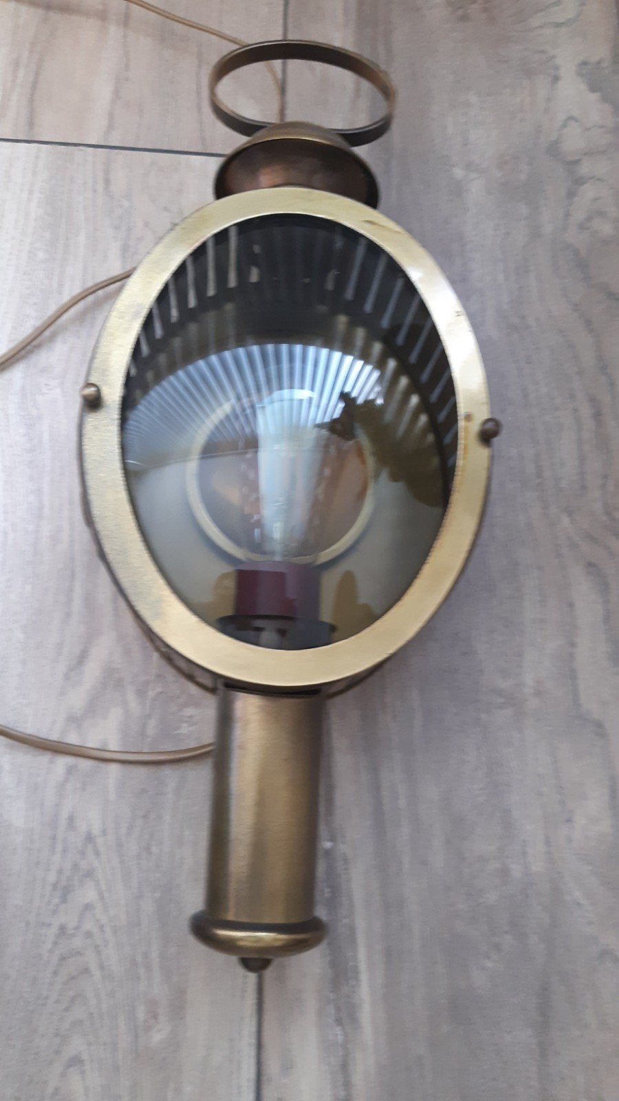 Antieke Messing Koetslamp / Wandlamp, Ophalen