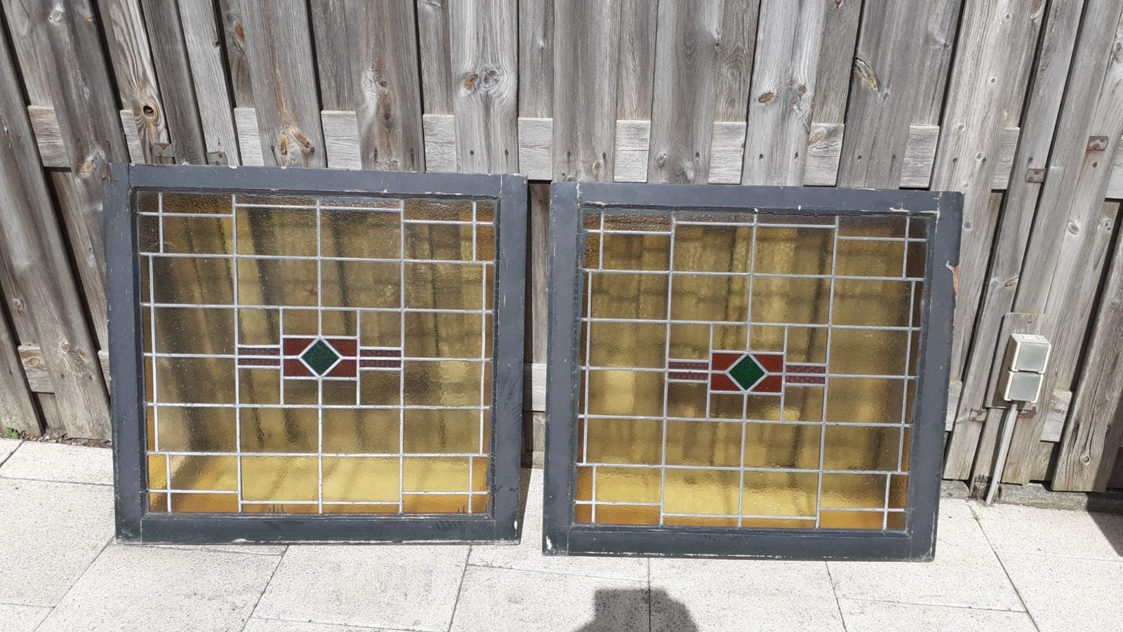2 stuks glas in lood ramen, Doe-het-zelf en Verbouw, Glas en Ramen, Gevelraam of Ruit, Gebruikt, Glas in lood, 80 tot 120 cm
