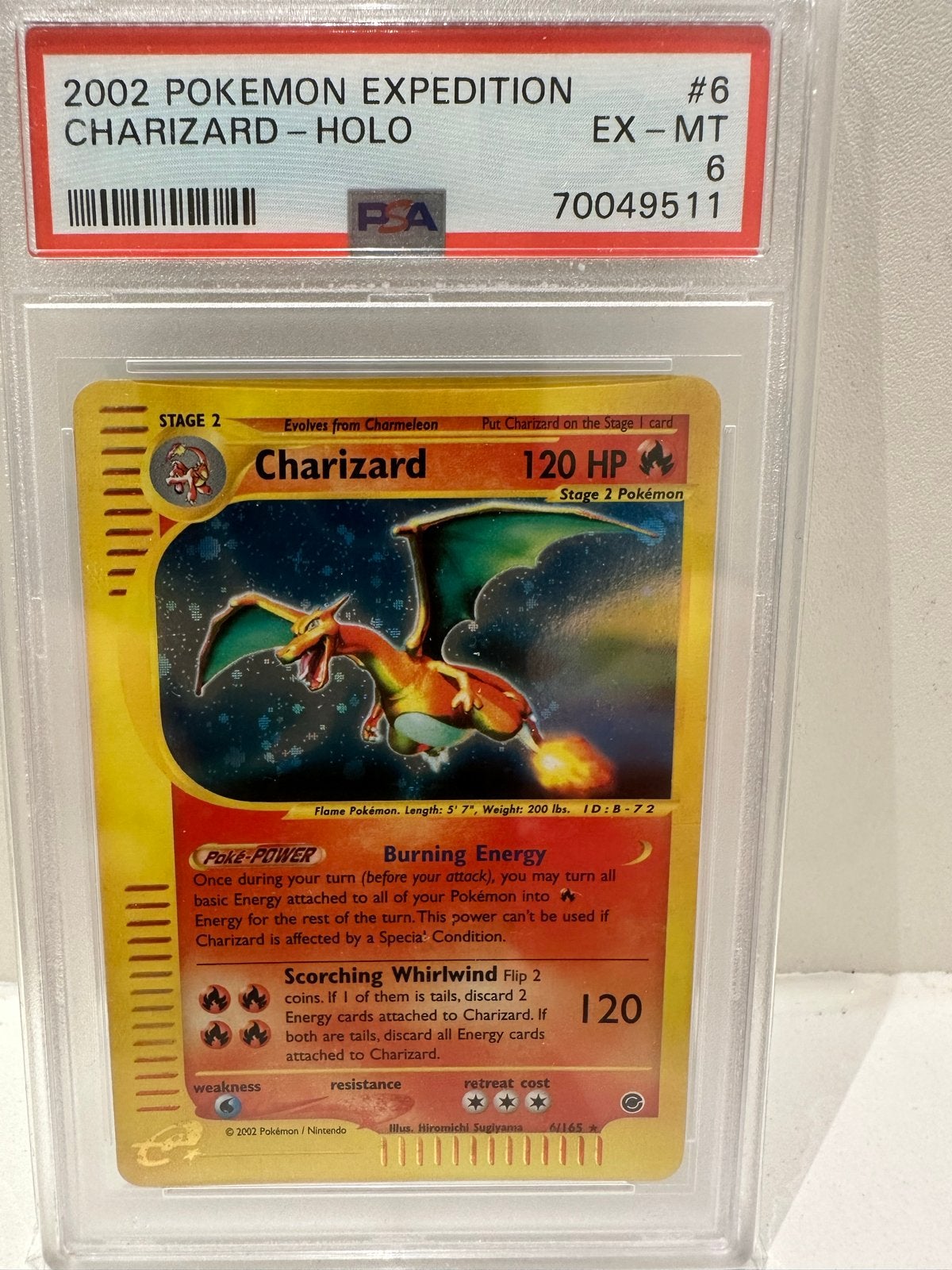 2002 Pokémon Expedition Charizard Holo PSA 6, Ophalen of Verzenden, Zo goed als nieuw, Losse kaart, Foil