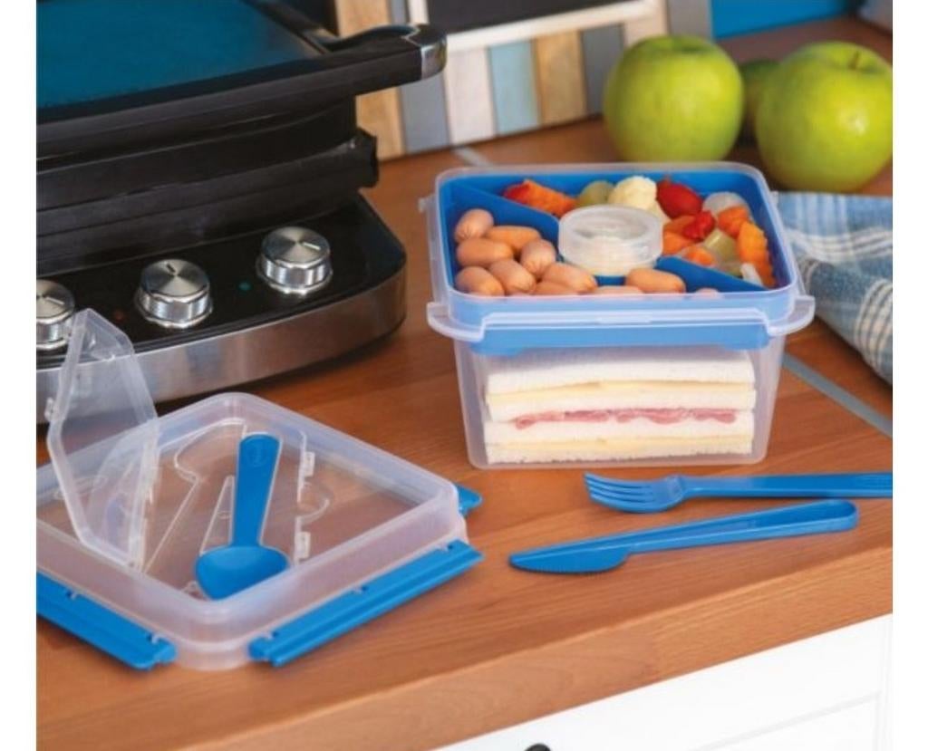 Tontarelli FRESH System Broodtrommel met Bestek - 2.25L, Huis en Inrichting, Blauw, Kunststof, Nieuw, Ophalen of Verzenden