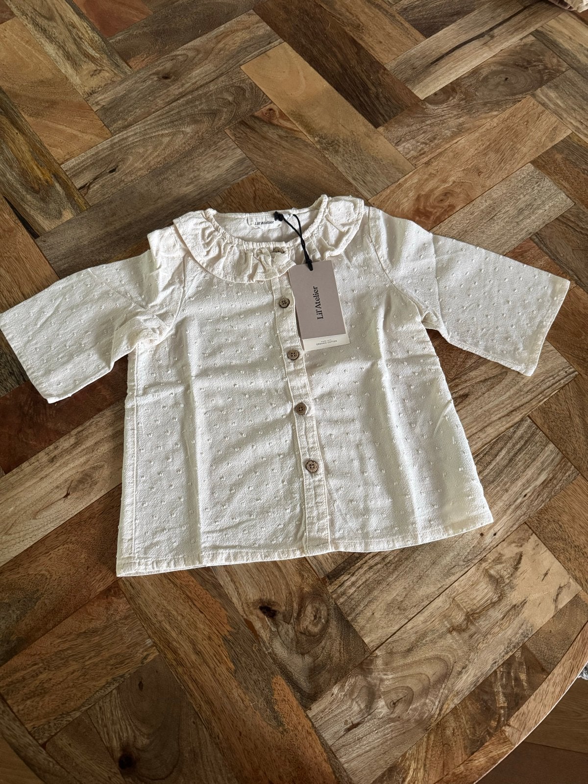 Lil' Atelier Blouse Crème Maat 98 - Super Schattig!, Ophalen of Verzenden, Nieuw, Meisje, Overhemd of Blouse