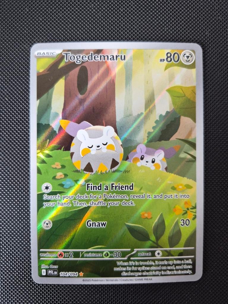 Togedemaru Pokémon kaart pfl 104/094, Ophalen of Verzenden, Zo goed als nieuw, Losse kaart, Foil