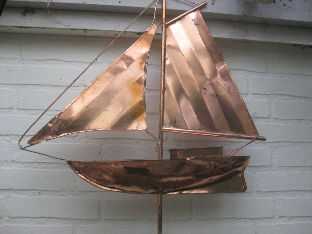 Koperen zeilboot decoratie - Uniek handwerk, Ophalen of Verzenden, Gebruikt