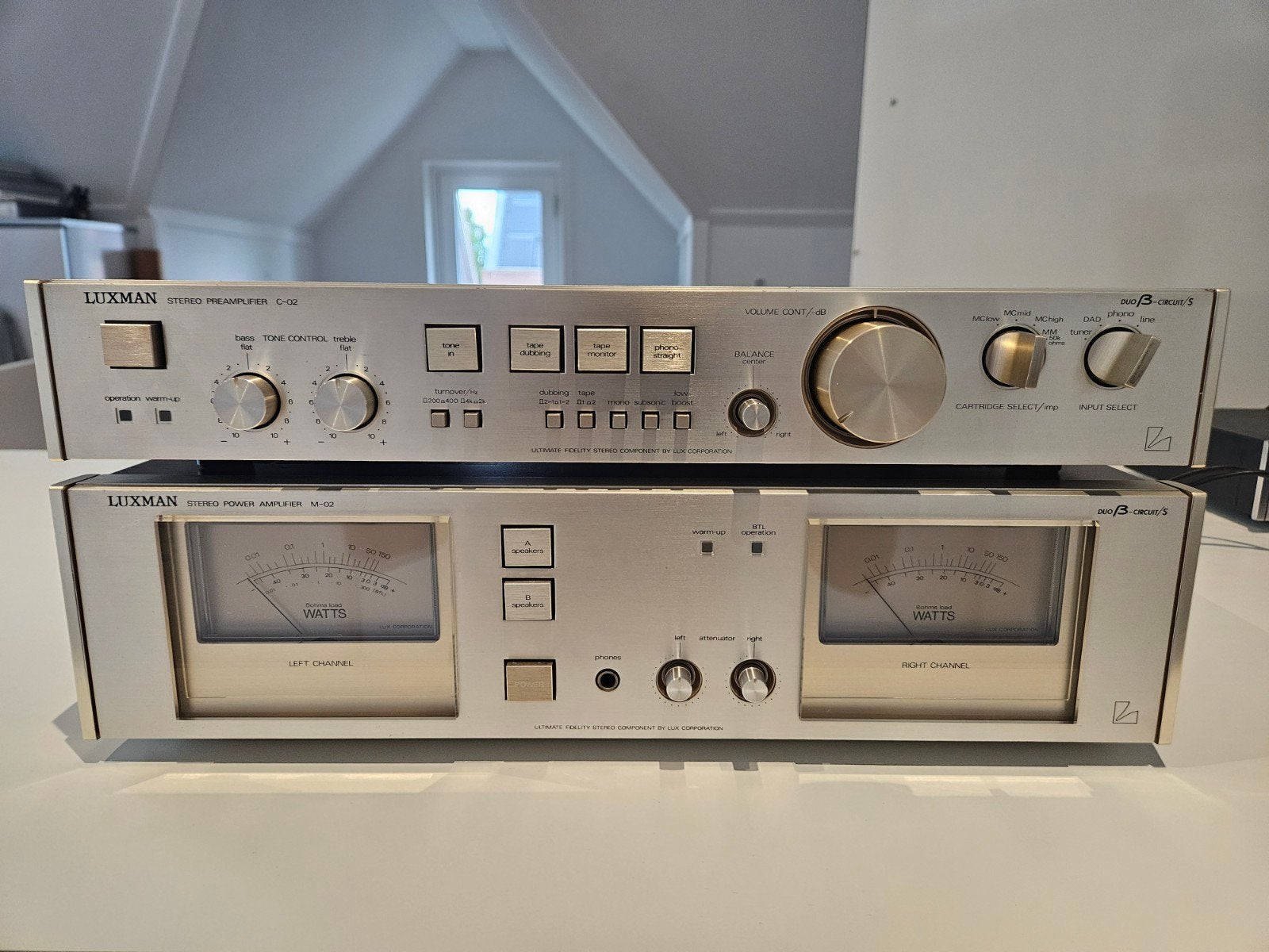 Luxman C-02 voorversterker en M-02 eindversterker set, Ophalen, Gebruikt, 120 watt of meer, Overige merken