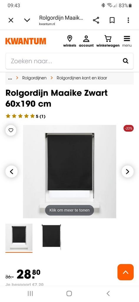 2x Rolgordijn zwart 60 breed 190 lang, verduisterend, Ophalen, Zwart