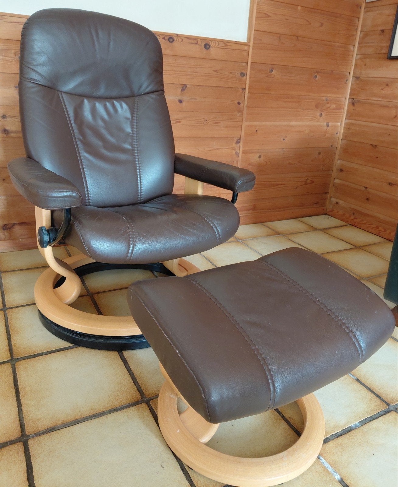 Tressless Relax Fauteuils incl. hockers, Huis en Inrichting, Ophalen, Minder dan 75 cm, Leer, Zo goed als nieuw