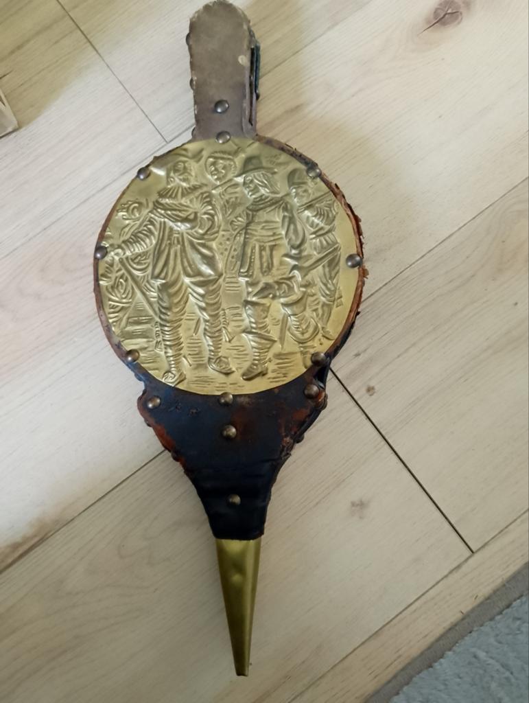Antieke blaasbalg met messing decoratie, Ophalen of Verzenden