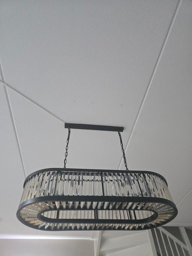 Ovale hanglamp met glazen staafjes, Ophalen, Zo goed als nieuw, 75 cm of meer